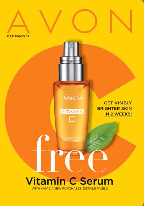 Currently Shopping Campaign 14 Brochure: FREE Vitamin C Serum with any 2 Anew Purchases, Details Page 2. Get Visibly Brighter Skin in 2 Weeks!