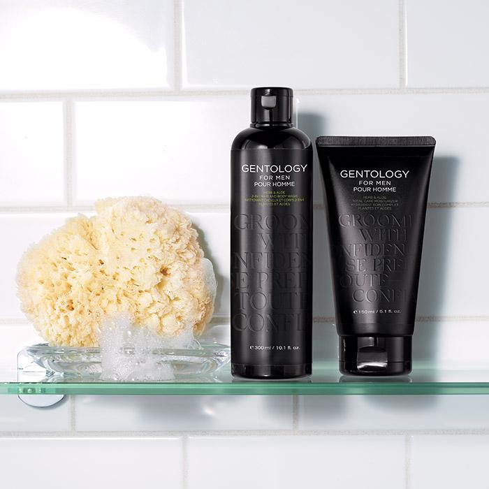 BATH AND BODY: GENTOLOGY FOR MEN. easy. efficient. effortless.