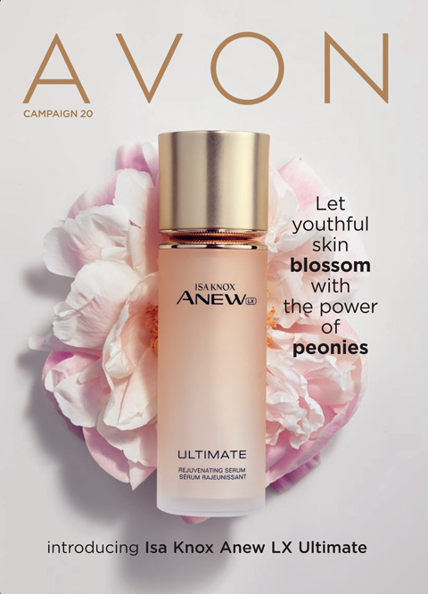 Currently Shopping Avon USA Campaign 20 Avon Book: Let youthful skin blossom with the power of peonies – introducing Isa Knox Anew LX Ultimate
